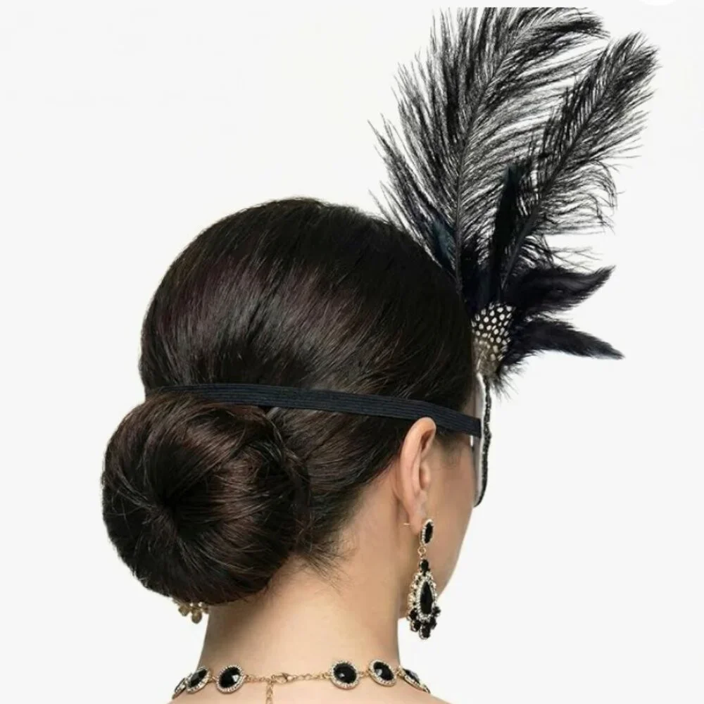Feather Masquerade Mask Black Silver & Gold Venetian Style Halloween Costume